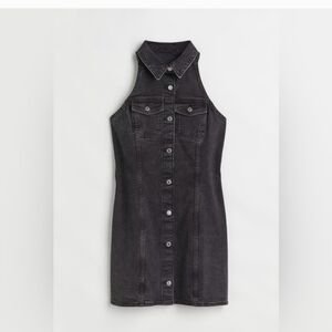 NWT H&M Black Denim Halter Dress